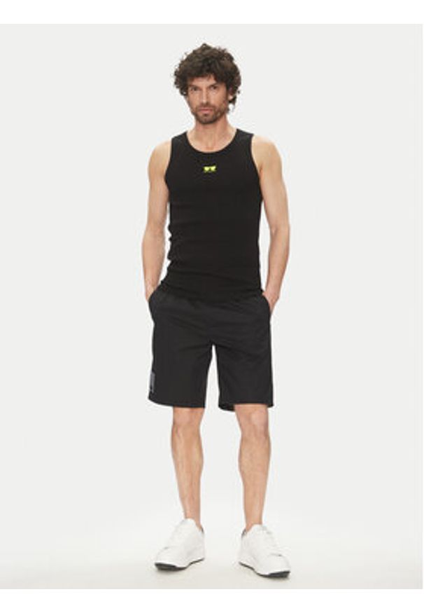 Karl Lagerfeld - KARL LAGERFELD Tank top 755401 552238 Czarny Slim Fit. Typ kołnierza: dekolt w karo. Kolor: czarny. Materiał: bawełna