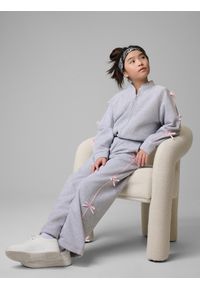 4f - 4F Bluza dresowa loose bez kaptura dziewczęca - szara 146/152 (10-12 lat). Typ kołnierza: bez kaptura. Kolor: szary. Materiał: dresówka. Długość rękawa: raglanowy rękaw. Sezon: lato #2