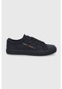 Calvin Klein Jeans Tenisówki damskie kolor czarny. Nosek buta: okrągły. Zapięcie: sznurówki. Kolor: czarny. Materiał: guma