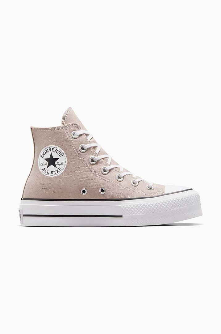 ge Beżowe trampki wysokie Converse z cholewką, na sznurówki