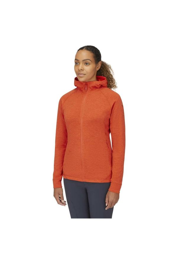 Bluza z kapturem damska Rab Nexus Hoody z kapturem. Typ kołnierza: kaptur. Kolor: pomarańczowy