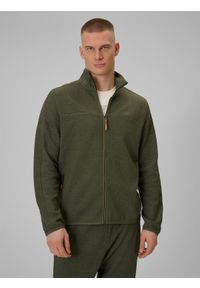 4f - 4F Bluza dresowa regular bez kaptura męska - khaki L. Okazja: na co dzień, na spacer. Typ kołnierza: bez kaptura. Kolor: oliwkowy, wielokolorowy, brązowy. Materiał: dresówka. Styl: casual, sportowy #1