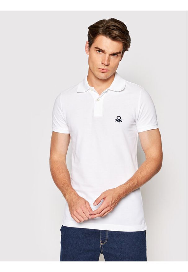 United Colors of Benetton - United Colors Of Benetton Polo 3089J3178 Biały Slim Fit. Typ kołnierza: polo. Kolor: biały. Materiał: bawełna