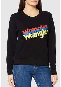 Wrangler - DAMSKA BLUZA MATERIAŁOWA WRANGLER CREW SWEAT BLACK W6Z2HA100 112130860. Materiał: materiał #1