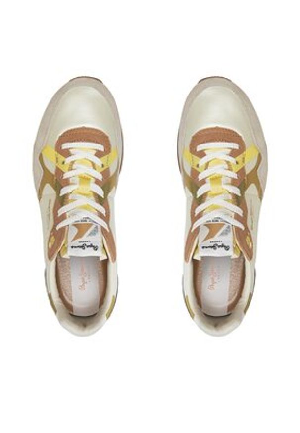 Pepe Jeans Sneakersy Brit Print W PLS40010 Biały. Kolor: biały. Materiał: skóra. Wzór: nadruk