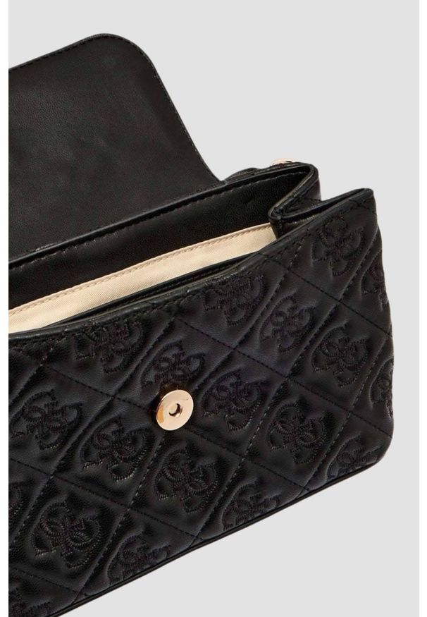Guess - GUESS Czarna kopertówka damska Adelasia Cnvrtble. Kolor: czarny. Materiał: skórzane. Rodzaj torebki: na ramię