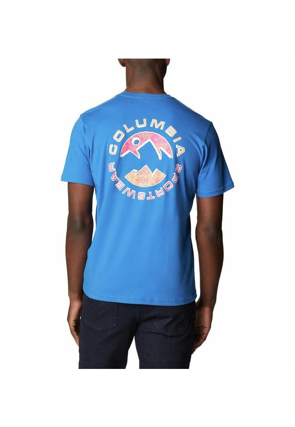 columbia - Koszulka Turystyczna Męska Columbia Rapid Ridge Back Graphic Tee II T-Shirt. Kolor: niebieski