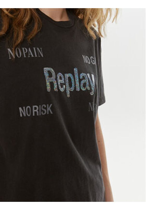 Replay T-Shirt W3072A.000.22658M Czarny Regular Fit. Kolor: czarny. Materiał: bawełna