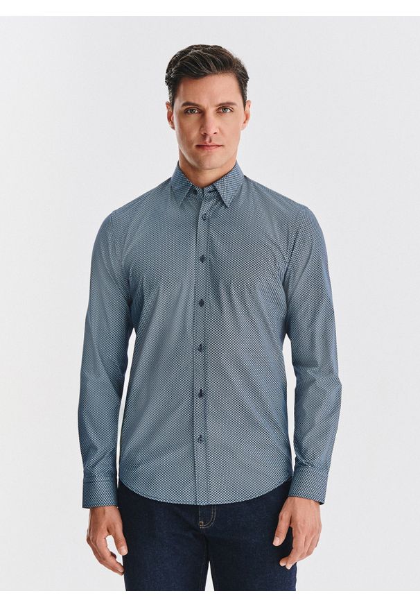Pako Lorente - PAKO LORENTE – Bawełniana koszula w mikrowzór. Materiał: bawełna. Długość rękawa: długi rękaw. Długość: długie