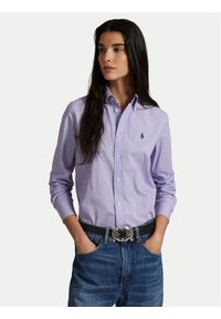 Polo Ralph Lauren Koszula 211941509003 Fioletowy Slim Fit. Typ kołnierza: polo. Kolor: fioletowy. Materiał: bawełna