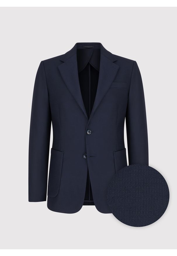 Pako Lorente - PAKO LORENTE - Granatowa marynarka jednorzędowa. Kolor: niebieski. Materiał: wełna