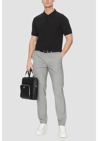 Karl Lagerfeld - KARL LAGERFELD Czarna skórzana aktówka męska z logo. Kolor: czarny. Materiał: skóra #6