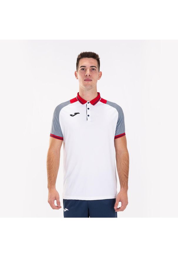 Koszulka polo do tenisa dla chłopców Joma Essential II. Typ kołnierza: polo. Kolor: biały, wielokolorowy, niebieski. Sport: tenis