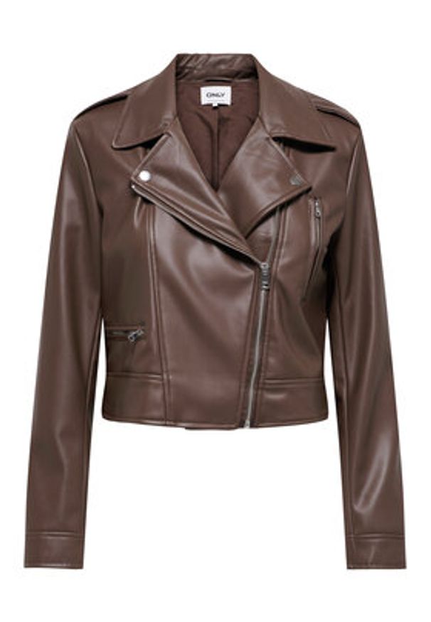 only - ONLY Kurtka z imitacji skóry Carmen 15361396 Brązowy Regular Fit. Typ kołnierza: typu carmen. Kolor: brązowy. Materiał: skóra