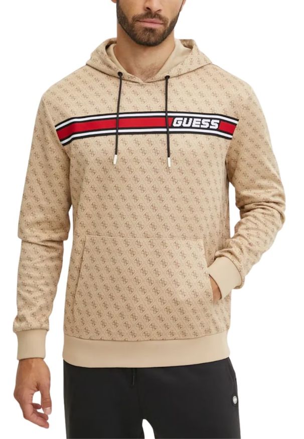 Guess - GUESS Beżowa bluza męska New Korbin, Rozmiar L. Kolor: beżowy