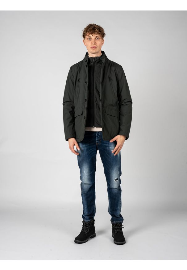 Geox Kurtka "Tevere" | M2620A T2953 | Mężczyzna | Zielony. Okazja: na co dzień. Typ kołnierza: kołnierzyk stójkowy. Kolor: zielony. Materiał: poliester. Styl: casual