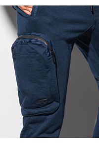 Ombre Clothing - Spodnie męskie dresowe joggery P918 - granatowe - XL. Kolor: niebieski. Materiał: dresówka #6