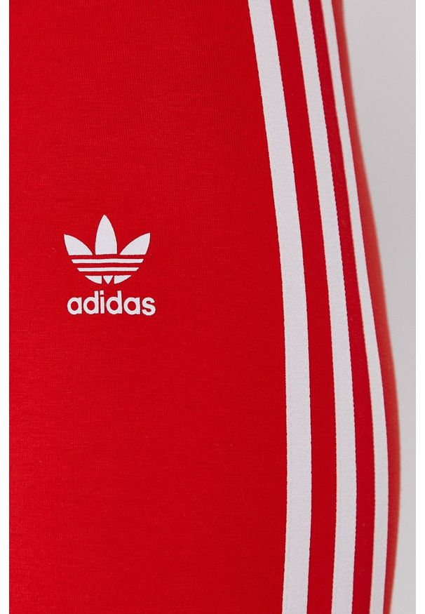 adidas Originals - Legginsy. Kolor: czerwony. Materiał: bawełna, dzianina