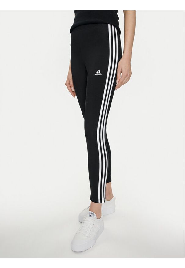 Adidas - adidas Legginsy Essentials 3-Stripes High-Waisted Single Jersey Leggings IC7151 Czarny. Kolor: czarny. Materiał: bawełna