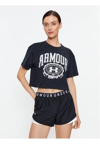 Under Armour T-Shirt Ua Collegiate Crest Crop Ss 1379402 Czarny Loose Fit. Kolor: czarny. Materiał: bawełna