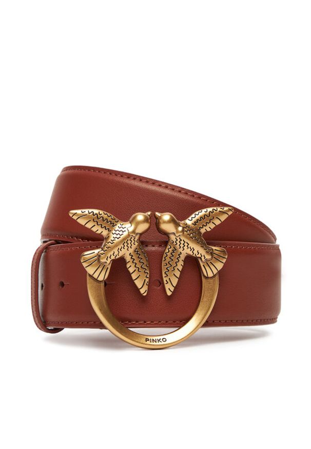 Pinko - PINKO Pasek Damski Love Berry H4 Belt AI 25-26 PLT01 100120 A0F1 Brązowy. Kolor: brązowy. Materiał: skóra