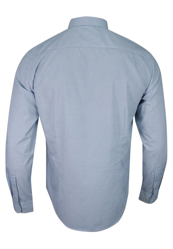 Just Yuppi - Koszula Weekendowa, Niebieska w Drobny Wzór, Casualowa, 100% Bawełna, Slim -JUST YUPPI. Okazja: na co dzień. Kolor: niebieski. Materiał: bawełna. Styl: casual
