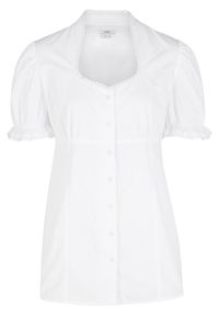 Bluzka w ludowym stylu z atrakcyjnym dekoltem bonprix biały. Kolor: biały. Materiał: bawełna #1