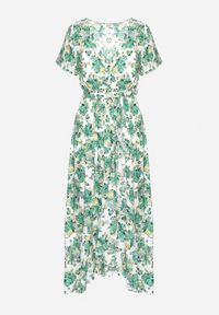 Born2be - Zielona Wiskozowa Sukienka o Rozkloszowanym Kroju z Gumką w Talii i Materiałowym Paskiem Vikletta. Kolor: zielony. Materiał: materiał, wiskoza. Długość rękawa: krótki rękaw. Typ sukienki: rozkloszowane. Styl: elegancki #4