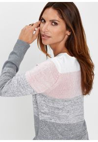 Długi sweter Premium z kaszmirem bonprix pastelowy jasnoróżowy - szary melanż. Kolor: różowy. Materiał: poliester, wiskoza, poliamid, materiał, kaszmir. Długość: długie. Wzór: melanż #4
