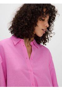 Reserved - Długa koszula z wiskozą - różowy. Kolor: różowy. Materiał: wiskoza. Długość: długie. Wzór: gładki #1