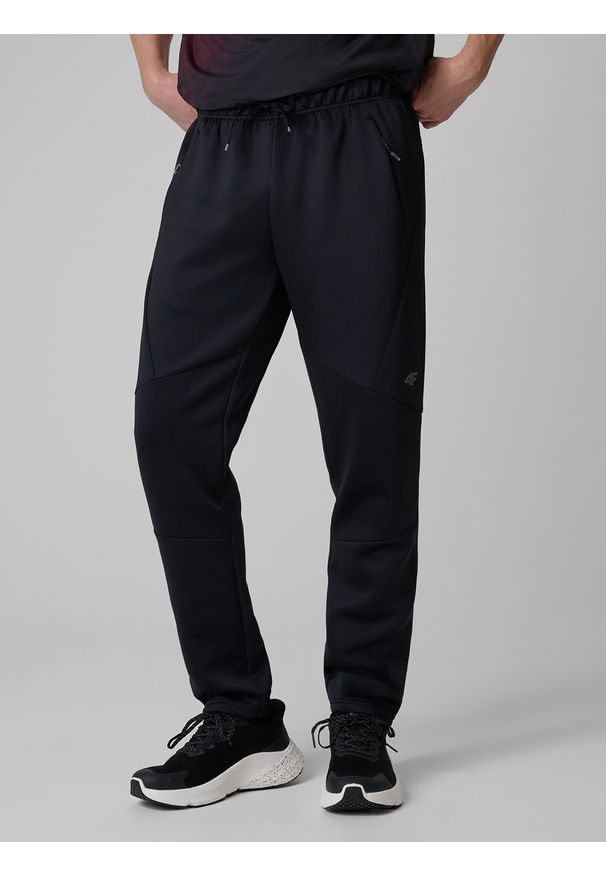 4f - 4F Spodnie treningowe szybkoschnące męskie - czarne XXL. Kolor: czarny. Materiał: skóra. Sport: fitness