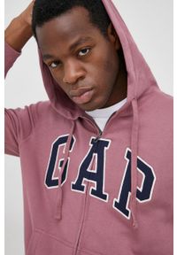 GAP bluza bawełniana męska kolor różowy z kapturem z aplikacją. Typ kołnierza: kaptur. Kolor: różowy. Materiał: bawełna. Wzór: aplikacja #4