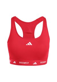 Adidas - Biustonosz TECHFIT. Kolor: czerwony. Materiał: materiał. Technologia: Techfit (Adidas). Sport: fitness #2