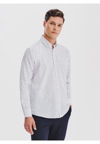 Pako Lorente - PAKO LORENTE - Biała bawełniana koszula mikrowzór. Kolor: biały. Materiał: bawełna. Długość rękawa: długi rękaw. Długość: długie #9