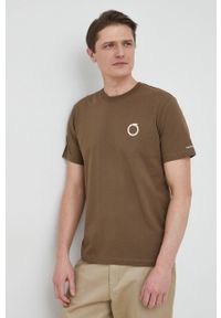 Trussardi Jeans - Trussardi t-shirt bawełniany kolor zielony z nadrukiem. Kolor: zielony. Materiał: bawełna. Wzór: nadruk #1