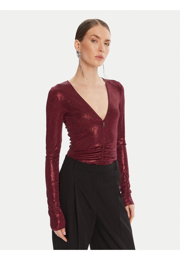 Patrizia Pepe Body 8M1735 J276 Bordowy Regular Fit. Kolor: czerwony. Materiał: syntetyk