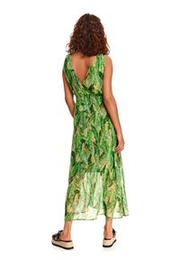 TOP SECRET - Długa sukienka w roślinny wzór. Typ kołnierza: dekolt w kształcie V. Kolor: zielony. Materiał: tkanina. Długość rękawa: na ramiączkach. Długość: maxi #4