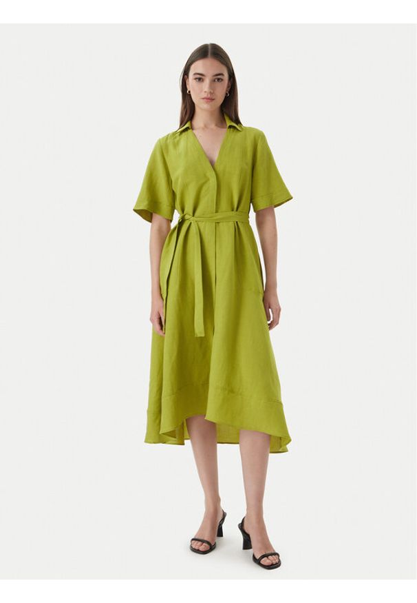 Marella Sukienka koszulowa Detto 2615221082 Zielony Regular Fit. Kolor: zielony. Materiał: wiskoza. Typ sukienki: koszulowe