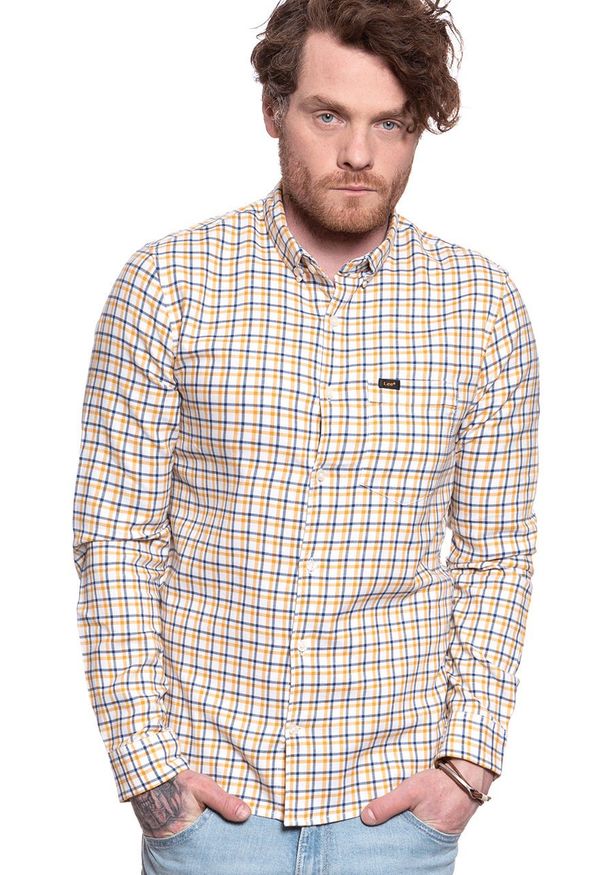 Lee - LEE SLIM BUTTON DOWN GOLDEN YELLOW L66XDCNF. Typ kołnierza: button down. Kolor: żółty