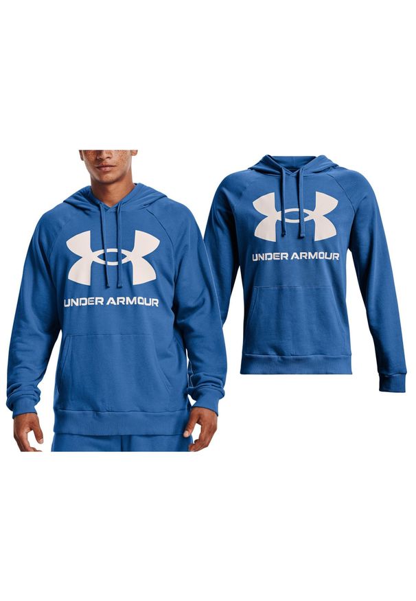 Bluza sportowa dla mężczyzn Under Armour Rival feelce big logo. Typ kołnierza: kaptur. Kolor: niebieski. Sport: fitness