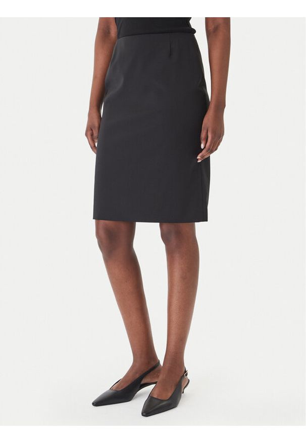 BOSS - Boss Spódnica ołówkowa Vileah 50490036 Czarny Slim Fit. Kolor: czarny. Materiał: wełna