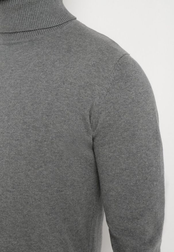 Born2be - Szary Bawełniany Sweter z Golfem Jarelia. Typ kołnierza: golf. Kolor: szary. Materiał: bawełna. Styl: elegancki, klasyczny