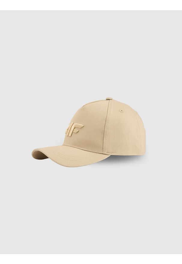 4f - 4F Czapka z daszkiem strapback damska - beżowa S/M (58cm). Kolor: beżowy. Materiał: materiał, bawełna. Sezon: lato. Styl: casual, sportowy