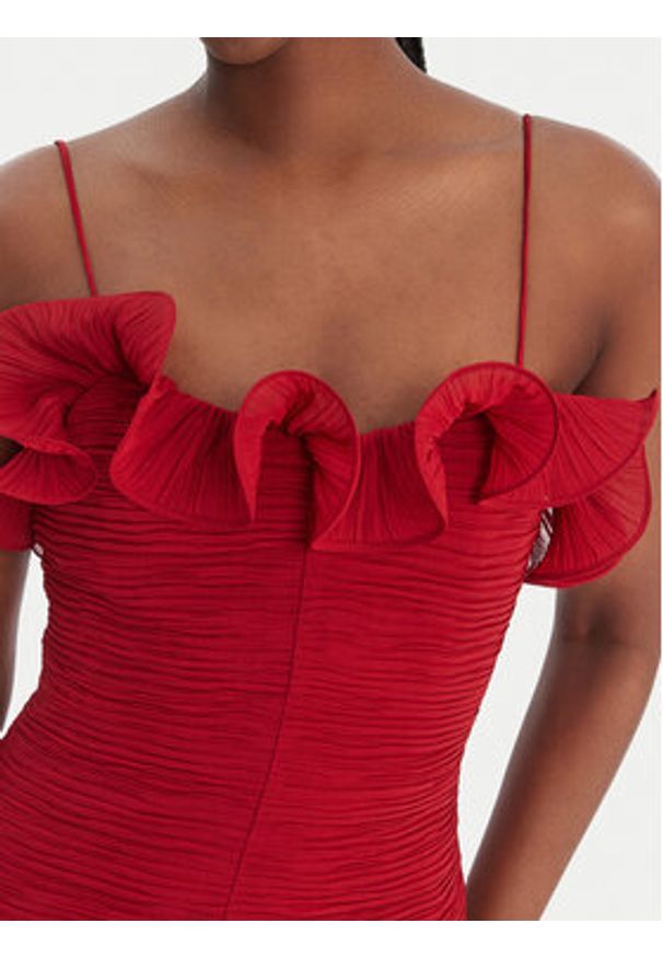 Guess Sukienka koktajlowa W6RK80 WI342 Czerwony Classic Fit. Kolor: czerwony. Materiał: syntetyk. Styl: wizytowy