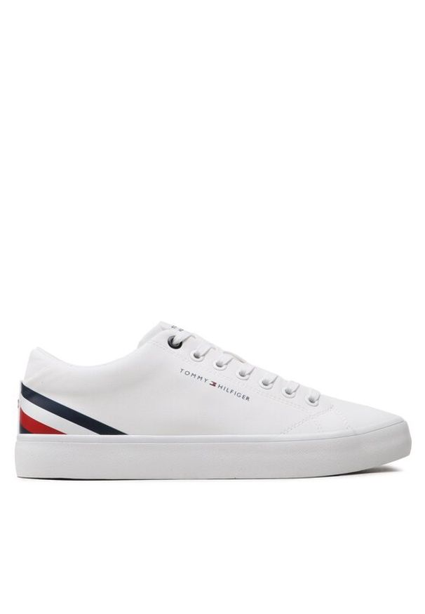 TOMMY HILFIGER - Tommy Hilfiger Sneakersy Th Hi Vulc Core Low Stripes FM0FM04735 Biały. Kolor: biały. Materiał: materiał