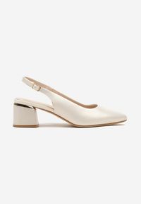 Renee - Beżowe Sandały Slingback na Słupku z Wkładką ze Skóry Naturalnej Niteleria. Okazja: na co dzień. Zapięcie: pasek. Kolor: beżowy. Materiał: skóra. Obcas: na słupku. Styl: klasyczny, casual, elegancki #4