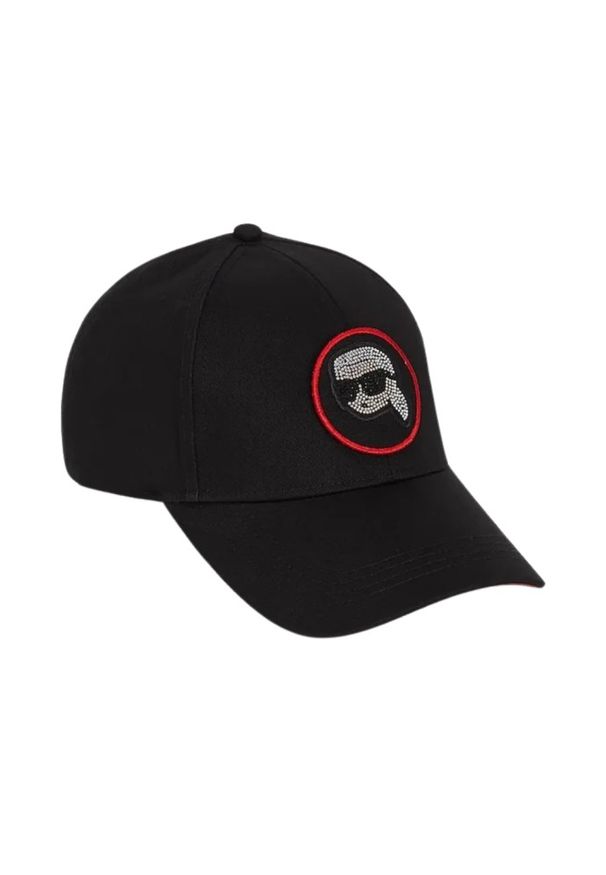 Karl Lagerfeld - KARL LAGERFELD Czapka z daszkiem damska ze zmiennym logo na rzep Ikon. Kolor: czarny. Wzór: aplikacja