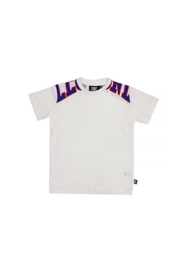 LEONE 1947 APPAREL - Nowość Sportowa koszulka dziecięca z dużym logo i krótkim rękawem. Kolor: biały. Długość rękawa: krótki rękaw. Długość: krótkie. Sport: joga i pilates