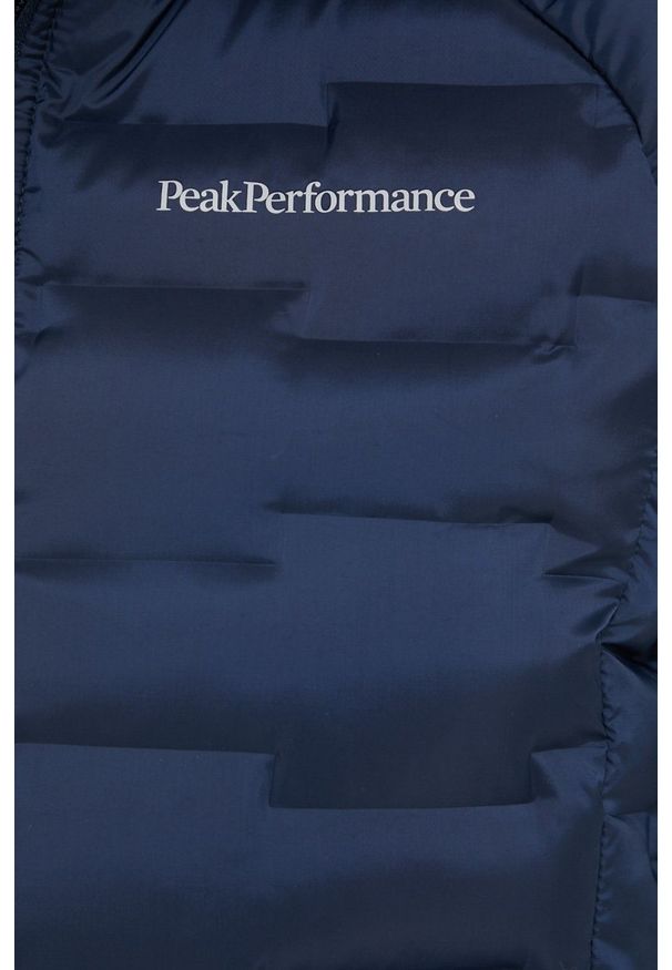 Peak Performance Kurtka kolor granatowy przejściowa. Kolor: niebieski. Materiał: materiał, włókno, tworzywo sztuczne, puch. Wzór: gładki