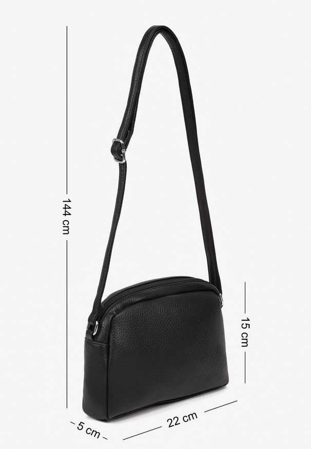 Born2be - Czarna Minimalistyczna Torebka Typu Listonoszka Gelevine. Kolor: czarny. Styl: casual, elegancki